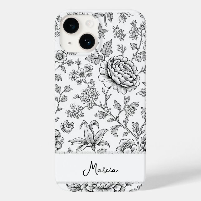 Coques Case-Mate iPhone Elegant Tasteful Personalized Floral Drawing (Verso)