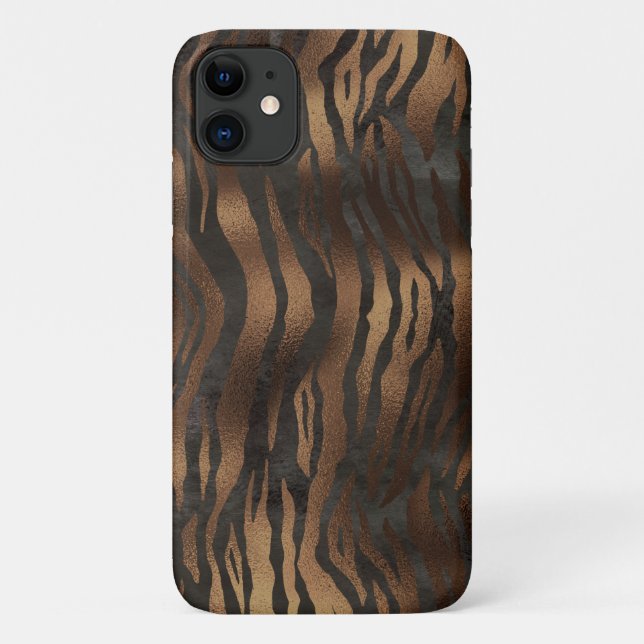 Coques Case-Mate iPhone Élégant Tiger Chic Bronze Noir élégant (Dos)