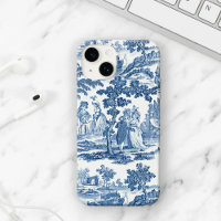 Elégant Toile Vintage Bleu et Blanc