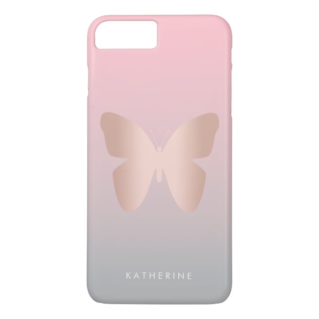 Coques Case-Mate iPhone Elegant, trendy rose gold butterfly (Dos)