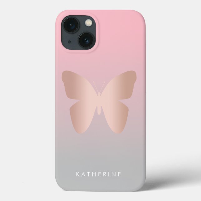 Coques Case-Mate iPhone Elegant, trendy rose gold butterfly (Verso)
