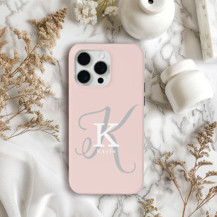 Coque Case-Mate iPhone Élégant Unique Monogramme Feminine Blush Rose