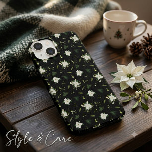 Coque Case-Mate iPhone Élégant Vert Blanc Floral Noir