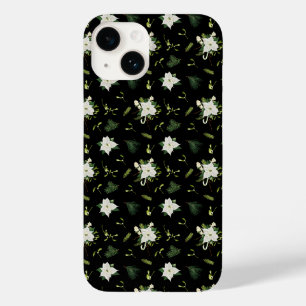 Coque Case-Mate iPhone Élégant Vert Blanc Floral Noir