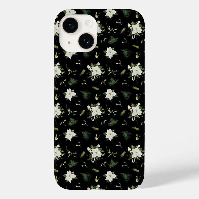 Coques Case-Mate iPhone Élégant Vert Blanc Floral Noir (Verso)