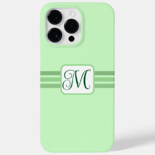 Coque Case-Mate iPhone Élégant vert clair rayé initial