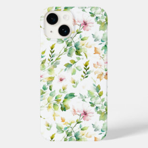 Coque Case-Mate iPhone Elégant vert fleurs sauvages d'aquarelle