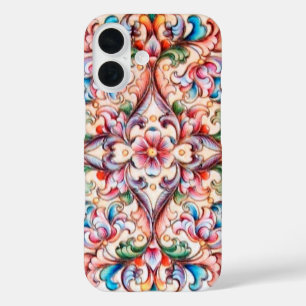 COQUES iPhone 16  ÉLÉGANT VERT ROUGE ROSE BLEU IMAGINAIRE FLORAL