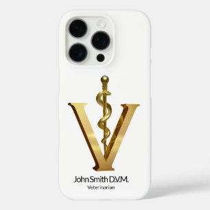 Coque iPhone 16 Pro Élégant vétérinaire vétérinaire Vet Asclepius Gold