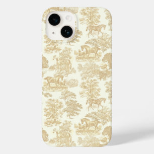Coque Case-Mate iPhone Elégant Vintage Chic Crème Beige Horse Toile