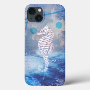 Case-Mate iPhone Case Elegant Vintage Seahorse Blue Ocean Waves