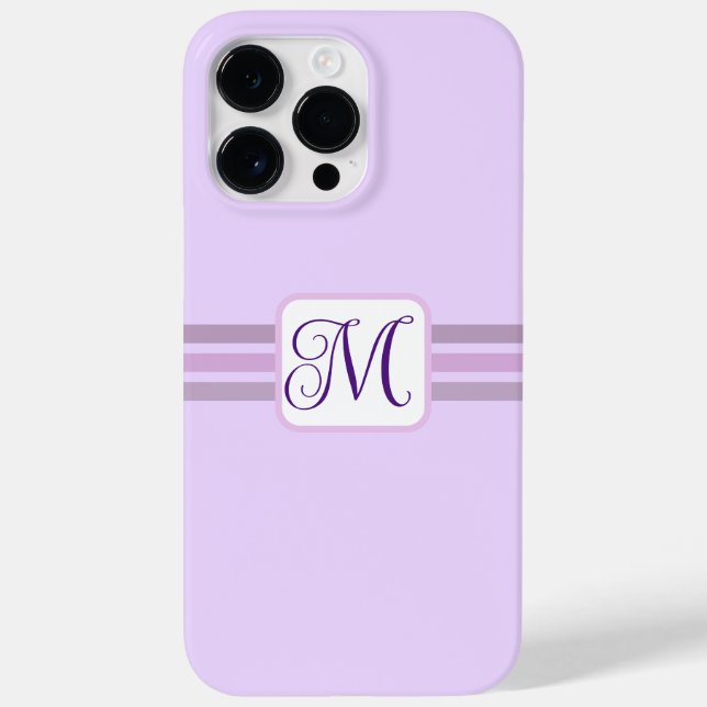 Coques Case-Mate iPhone Élégant violet clair rayé initial (Verso)