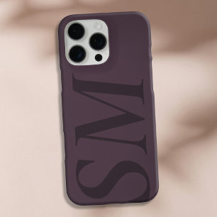 Coque iPhone 16 Pro Max Élégant violet gras monogramme initial