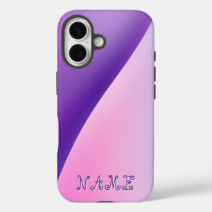 Coque Pour iPhone 16 Élégant violet rose dégradé Vague Abstraite