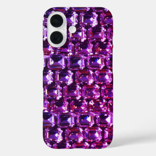 Coque Pour iPhone 16 Élégant violet rose magenta pierres gemstones diam