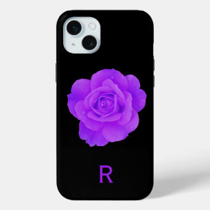 Coque Case-Mate iPhone Élégant violet violet violet monogramme Rose flora