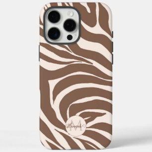 Coque iPhone 16 Pro Max Elégant Zebra Mocha Motif