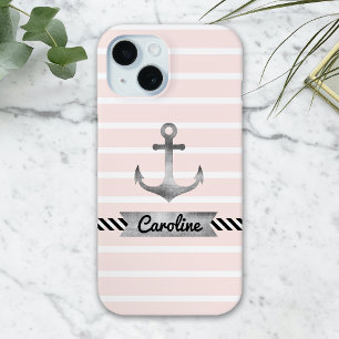 Coque Case-Mate iPhone Élégante Ancre d'aquarelle rose