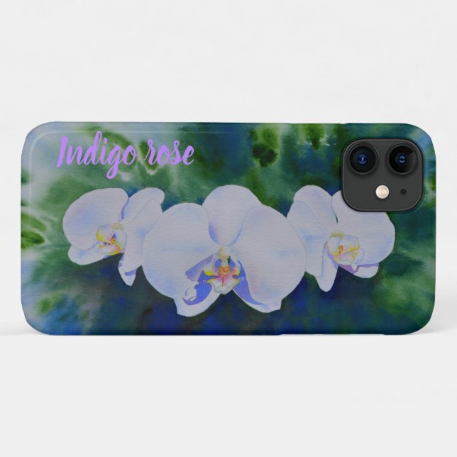 Coques Case-Mate iPhone Elégante aquarelle blanche orchidées boho tropical (Dos (Horizontal))