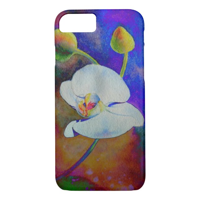 Coques Case-Mate iPhone Elégante aquarelle blanche peinture d'orchidée flo (Dos)