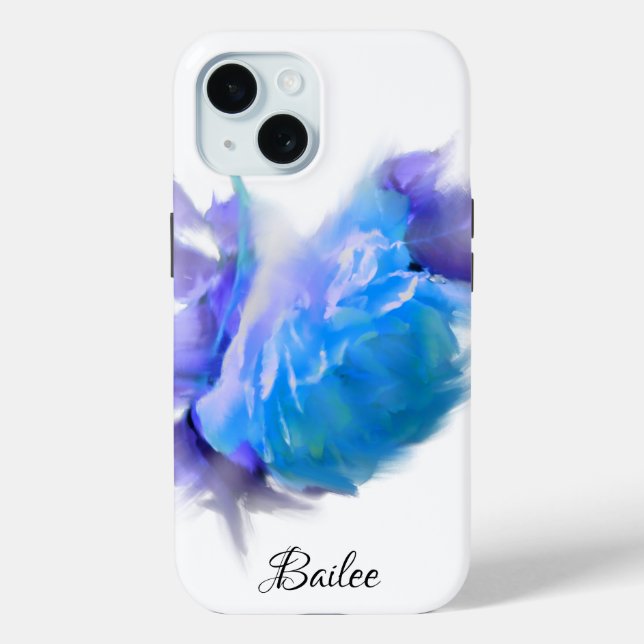 Coques Case-Mate iPhone Elégante aquarelle bleue rose bleu art floral (Verso)