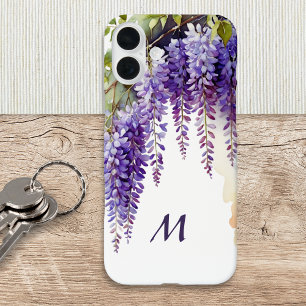 Coque Pour iPhone 16 Plus Elégante aquarelle florale à la glycine violette