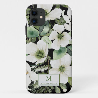 Case-Mate iPhone Case Elégante aquarelle florale noir et blanc