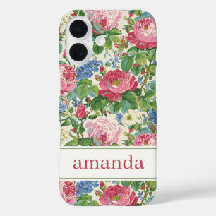 Coque Pour iPhone 16 Élégante aquarelle florale rose personnalisée