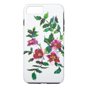 Etui iPhone Case-Mate Elégante aquarelle moderne fleur sauvage rose fonc