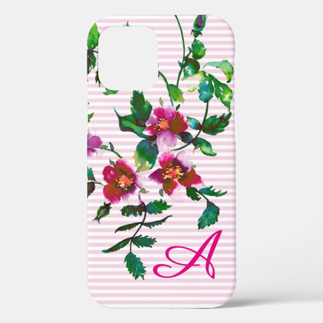 Coques Case-Mate iPhone Elégante aquarelle rose monogrammée (Verso)