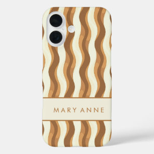 Coque Pour iPhone 16 Élégante bande verticale ondulée rétro