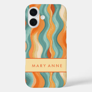 Coque Pour iPhone 16 Élégante bande verticale ondulée rétro