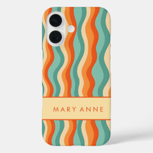 Coque Pour iPhone 16 Élégante bande verticale ondulée rétro