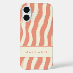 Coque Pour iPhone 16 Élégante bande verticale ondulée rétro