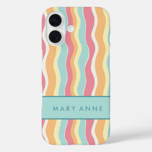 Coque Pour iPhone 16 Élégante bande verticale ondulée rétro