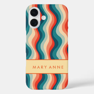 Coque Pour iPhone 16 Élégante bande verticale ondulée rétro