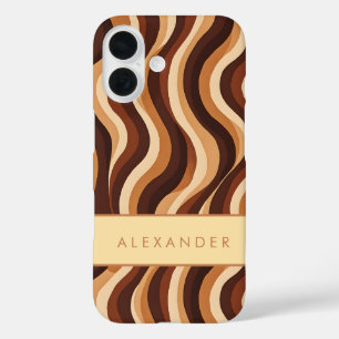 Coque Pour iPhone 16 Élégante bande verticale ondulée rétro