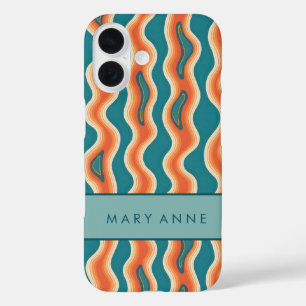 Coque Pour iPhone 16 Élégante bande verticale ondulée rétro