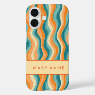 Coque Pour iPhone 16 Élégante bande verticale ondulée rétro