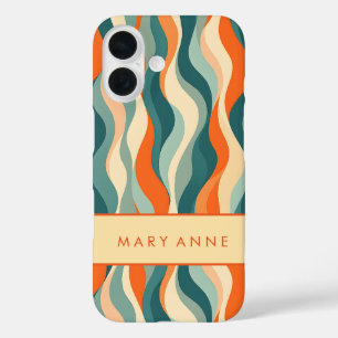 Coque Pour iPhone 16 Élégante bande verticale ondulée rétro