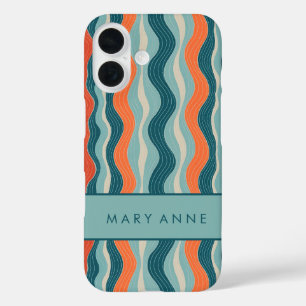 Coque Pour iPhone 16 Élégante bande verticale ondulée rétro