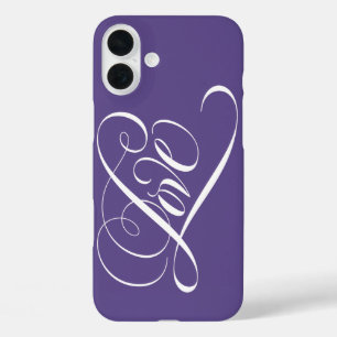 Coque Pour iPhone 16 Plus Élégante calligraphie AMOUR Coeur Lettrer Ca Viole