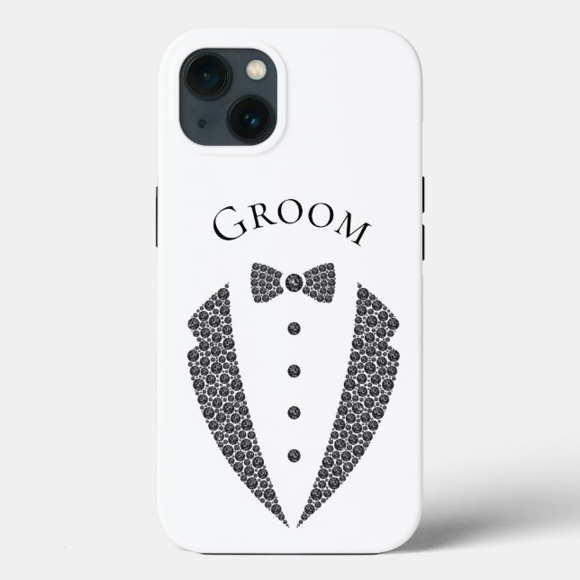 Coques Case-Mate iPhone Elégante chambre Tuxedo Mariage noir blanc (Verso)