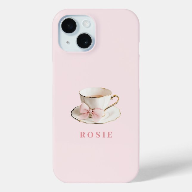 Coques Case-Mate iPhone Elégante Coquette Preppy Pink Teacup avec Bow (Verso)