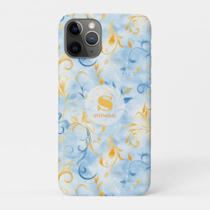 Case-Mate iPhone Case Elégante feuille bleu et or inspirée de la taille