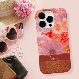 Coque iPhone 16 Pro Élégante Fille Florale Oriental Nom personnalisé
