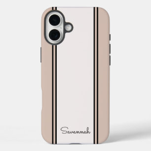 Coque Pour iPhone 16 Plus Élégante Fille Rose Monogramme Nom Chic Design