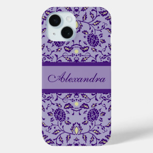 Coque Case-Mate iPhone Élégante Fleur pourpre Damas