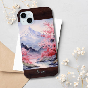 Coque Case-Mate iPhone Elégante floraison de fleurs de cerisier paysage a