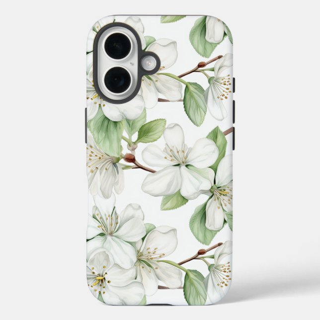 Coques Case-Mate iPhone Élégante floraison de pomme blanche dure (Verso)